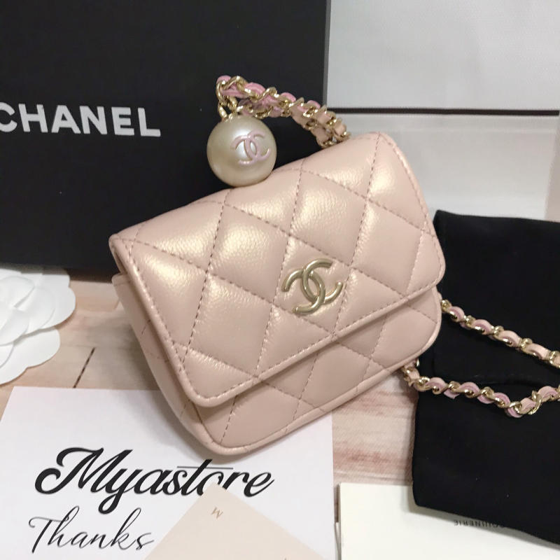 Túi Chanel mini ngọc trai hồng nhạt siêu cấp trả khách