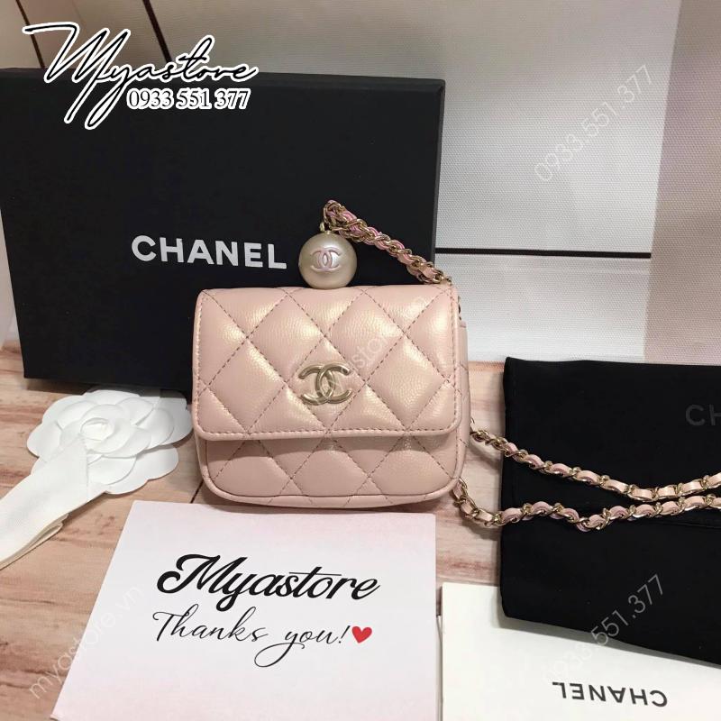 Túi Chanel mini ngọc trai hồng nhạt siêu cấp trả khách