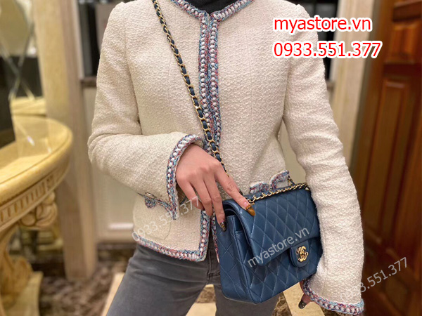 Túi Chanel nữ Siêu cấp màu xanh nhớt size 25cm