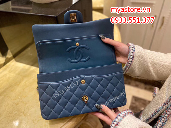 Túi Chanel nữ Siêu cấp màu xanh nhớt size 25cm