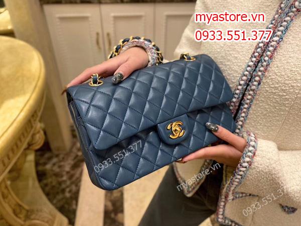 Túi Chanel nữ Siêu cấp màu xanh nhớt size 25cm