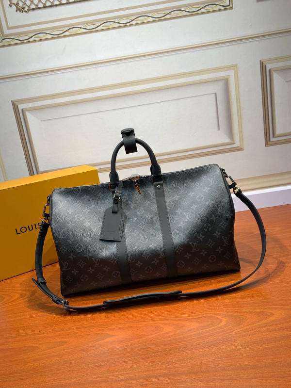 Túi du lịch Louis Vuitton KEEPALL 45 đen họa tiết cổ điển siêu cấp 1:1