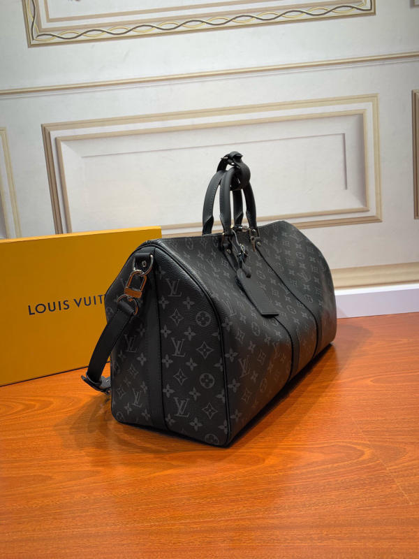 Túi du lịch Louis Vuitton KEEPALL 45 đen họa tiết cổ điển siêu cấp 1:1