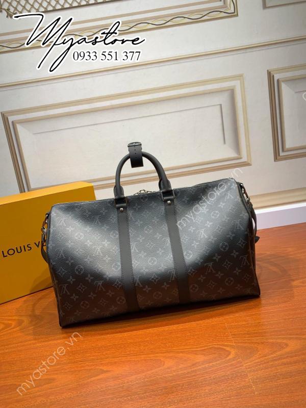 Túi du lịch Louis Vuitton KEEPALL 45 đen họa tiết cổ điển siêu cấp 1:1