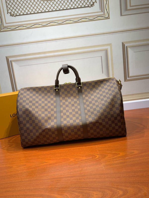 Túi du lịch Louis Vuitton KEEPALL 55 nâu siêu cấp 1:1