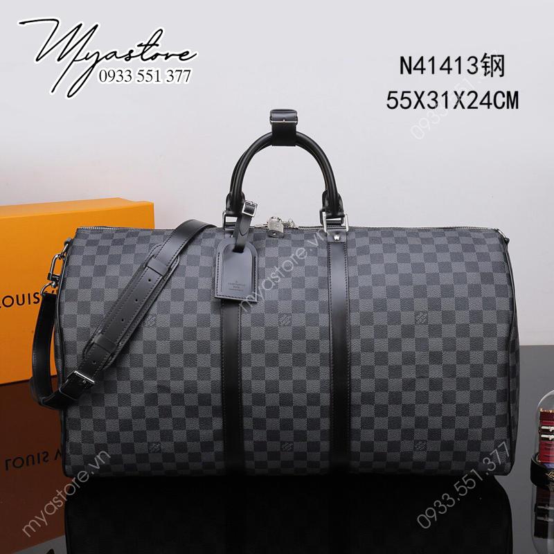 Túi du lịch Louis Vuitton KEEPALL 55 đen siêu cấp 1:1