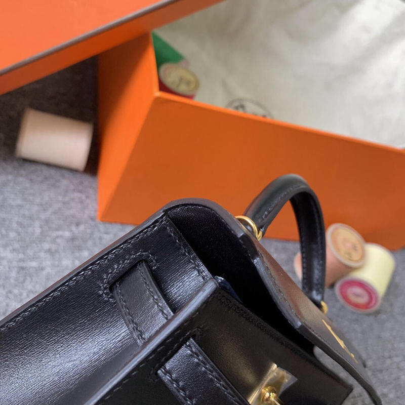 Túi Hermes box Mini Kelly Size 19cm màu đen