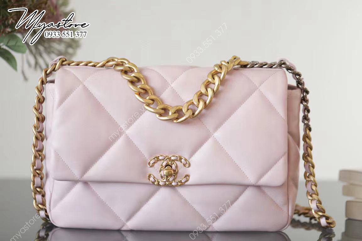 Túi xách CHANEL 19 Handbag siêu cấp màu hồng nhạt