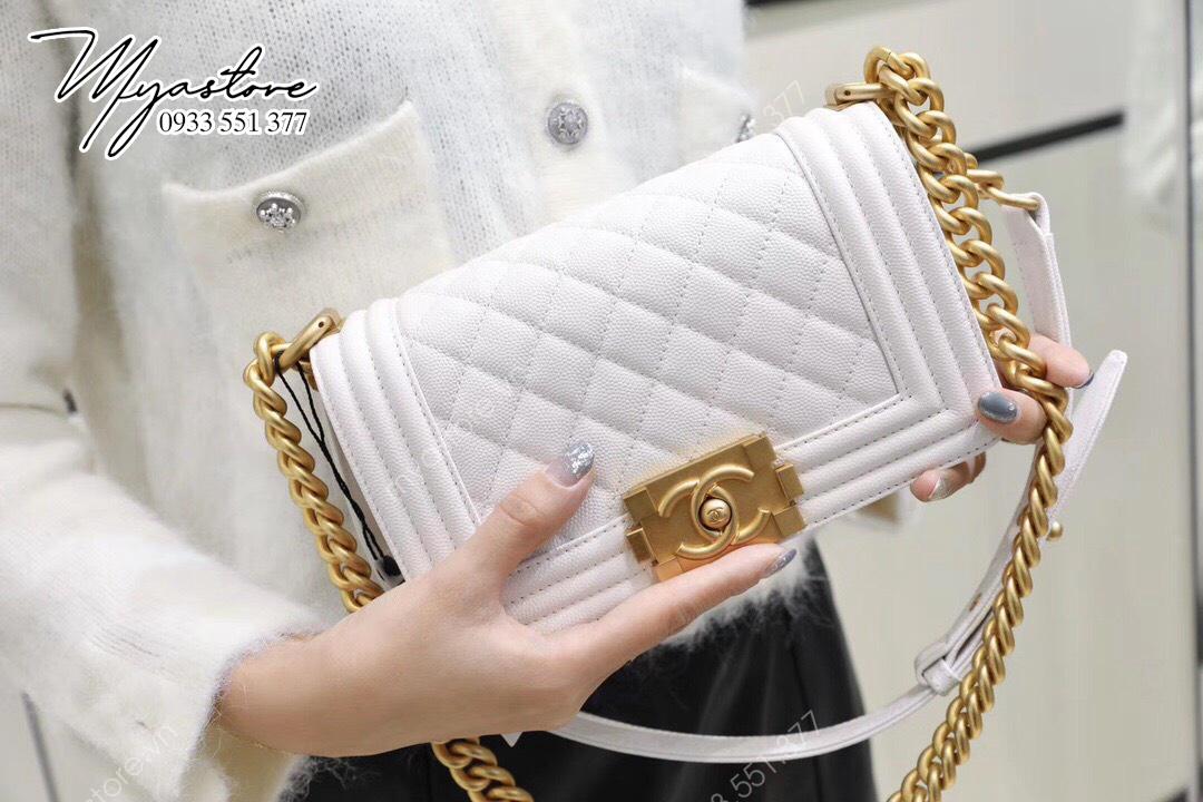 Túi xách Chanel boy 20cm màu trắng siêu cấp