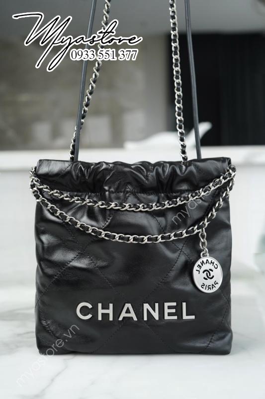 Túi xách Chanel mini 23S màu đen khóa trắng siêu cấp 1:1 