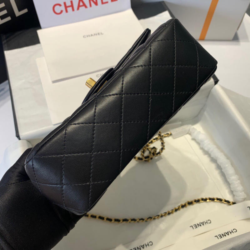 Túi xách Chanel Mini Flap Bag with Top Handle siêu cấp màu đen