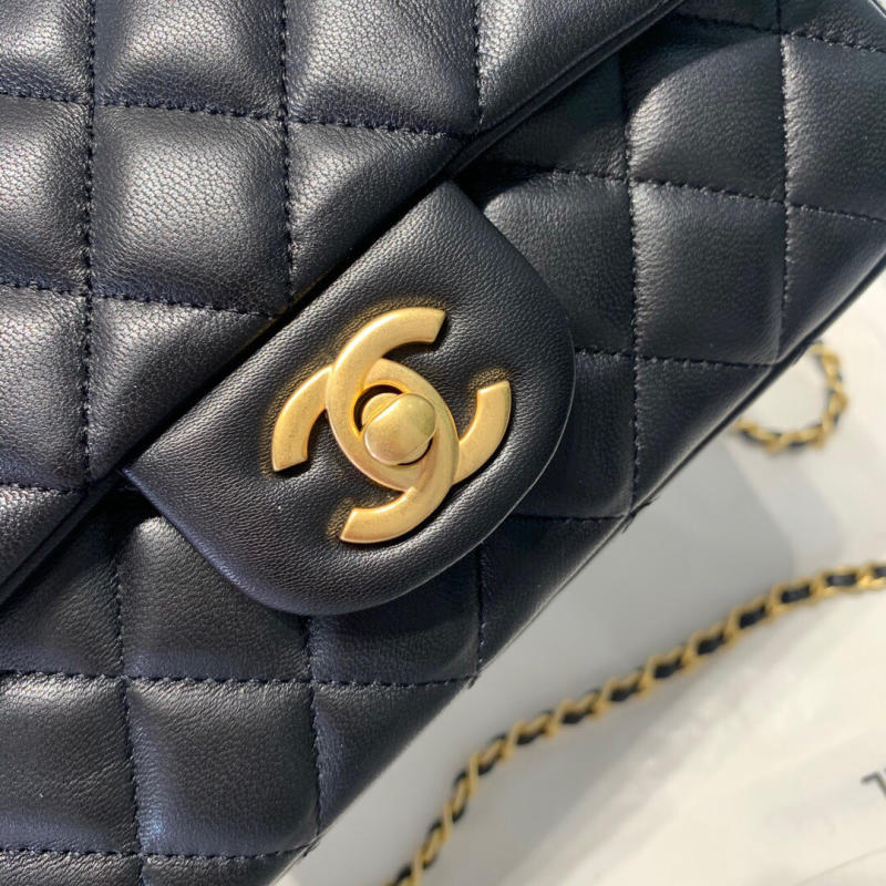 Túi xách Chanel Mini Flap Bag with Top Handle siêu cấp màu đen