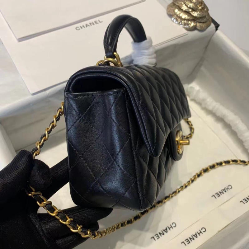 Túi xách Chanel Mini Flap Bag with Top Handle siêu cấp màu đen