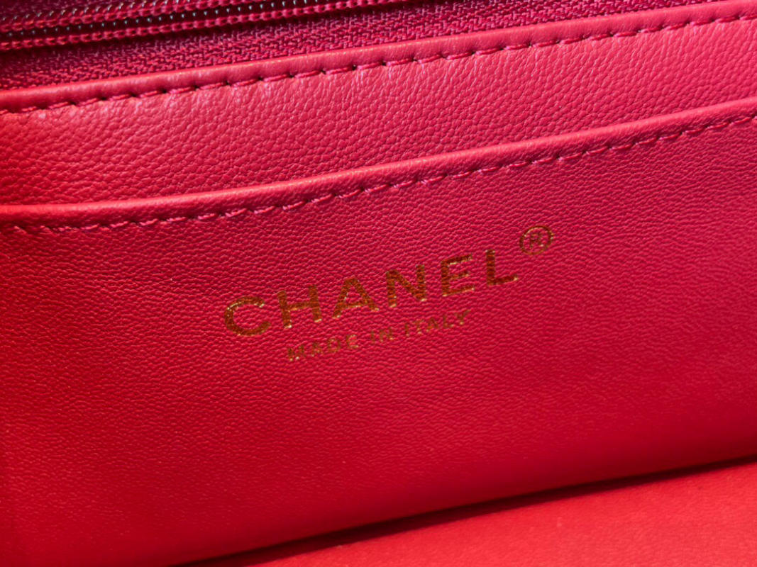 Túi xách Chanel Mini Flap Bag with Top Handle siêu cấp màu đỏ