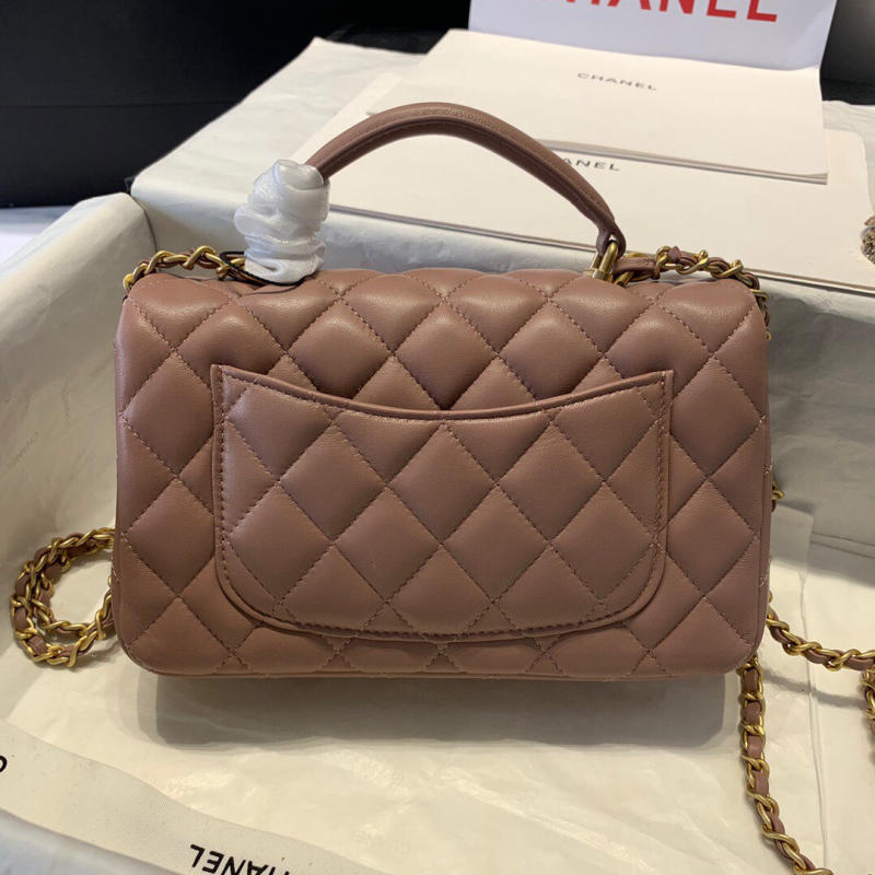 Túi xách Chanel Mini Flap Bag with Top Handle siêu cấp màu nâu