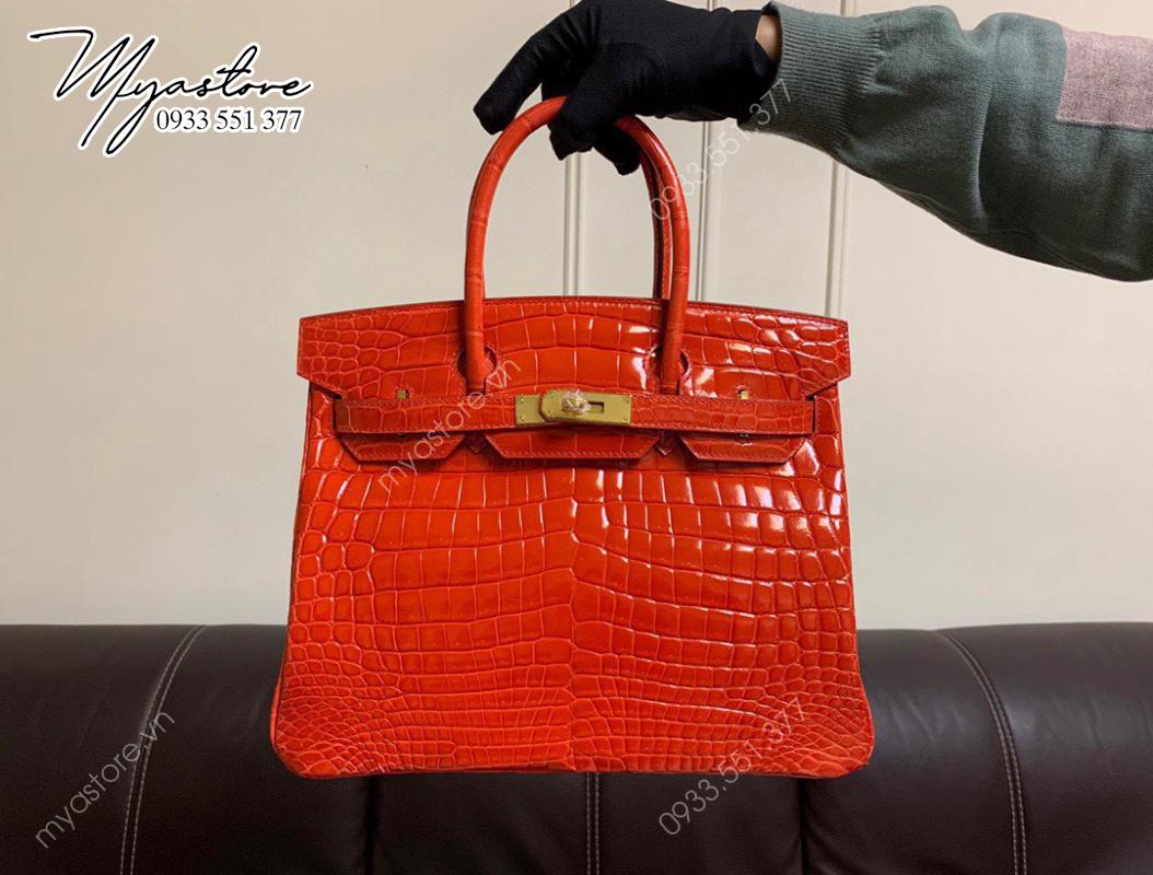 Túi Xách Hermes Birkin da cá sấu nguyên bản - Like auth màu đỏ