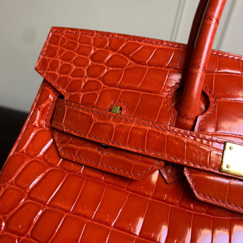 Túi Xách Hermes Birkin da cá sấu nguyên bản - Like auth màu đỏ