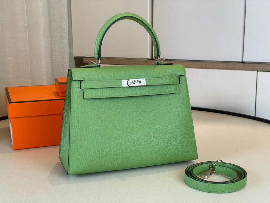 Túi xách Hermes Kelly 25 màu bạc hà siêu cấp 1:1