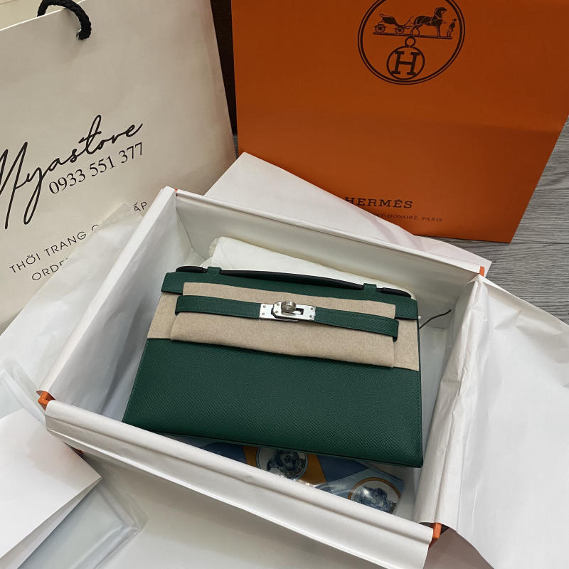 Túi xách Hermes Kelly màu xanh 1:1 trả khách 