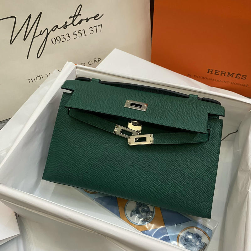 Túi xách Hermes Kelly màu xanh 1:1 trả khách 