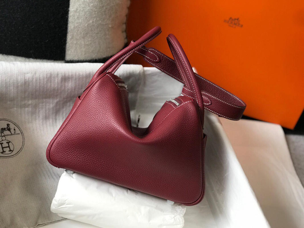 Túi xách Hermes mini 𝙡𝙞𝙣𝙙𝙮 siêu cấp màu đỏ thẩm size 26cm