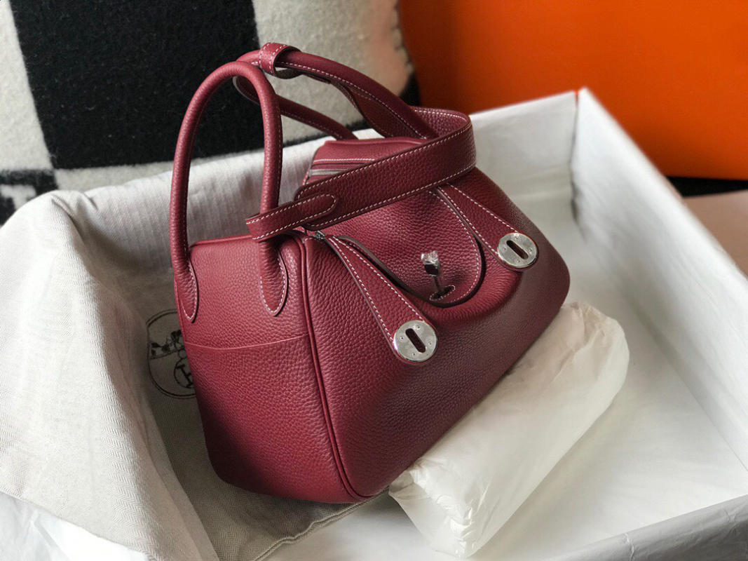 Túi xách Hermes mini 𝙡𝙞𝙣𝙙𝙮 siêu cấp màu đỏ thẩm size 26cm