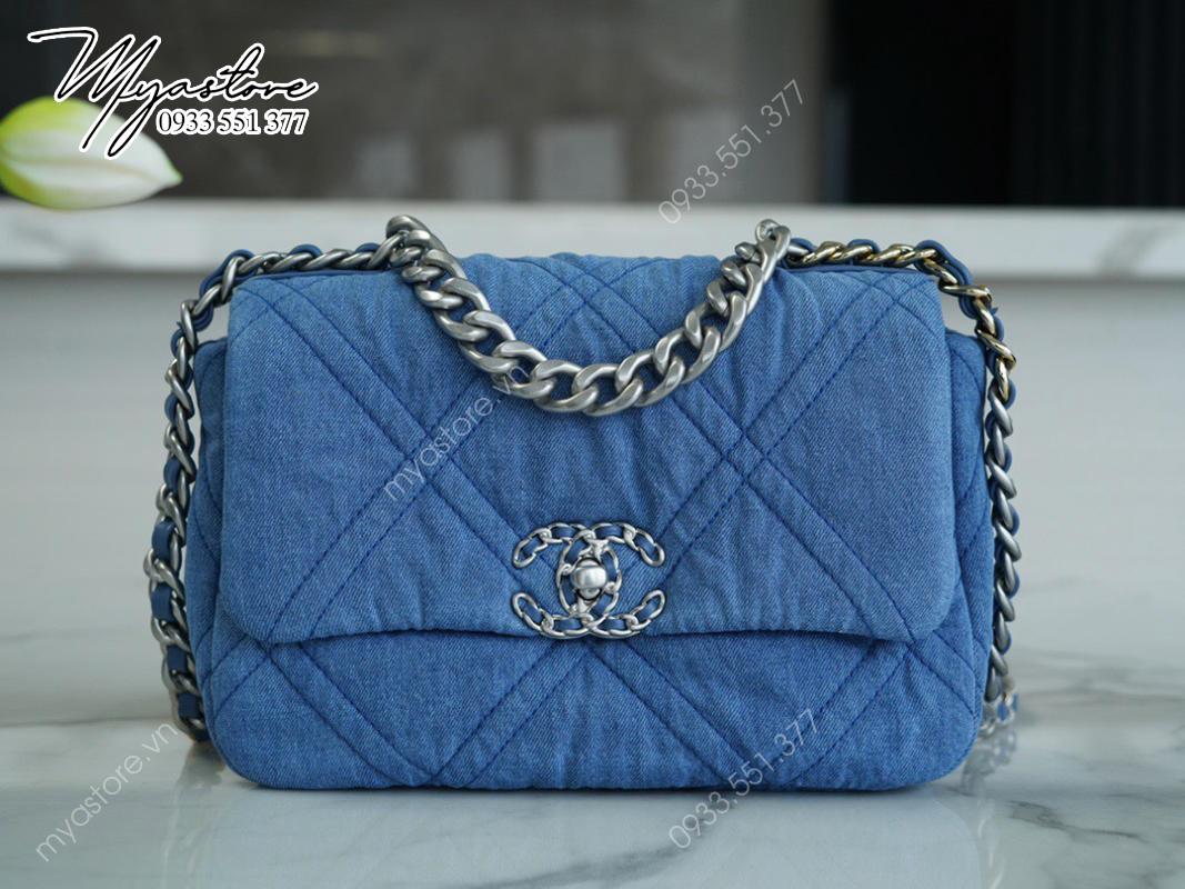 Túi xách nữ CHANEL 22P denim xanh nhạt sêu cấp 1:1 