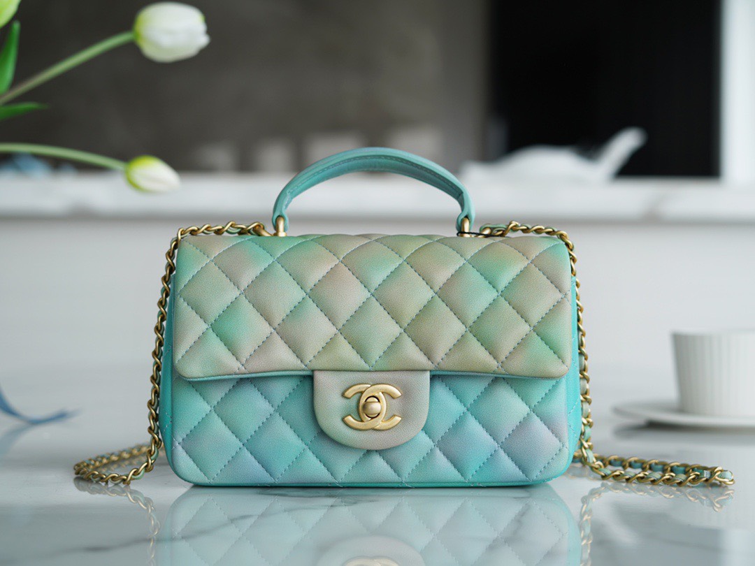 Túi xách nữ CHANEL CF mini màu Gradient Turquoise  siêu cấp 1:1