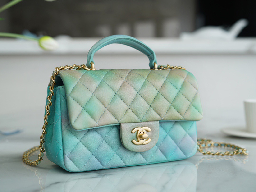 Túi xách nữ CHANEL CF mini màu Gradient Turquoise  siêu cấp 1:1