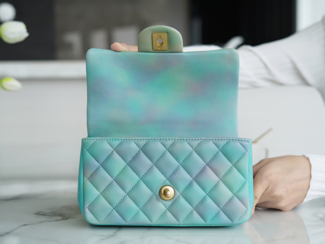 Túi xách nữ CHANEL CF mini màu Gradient Turquoise  siêu cấp 1:1