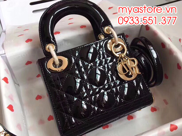 Túi xách nữ Dior Lady siêu cấp size: 17x15x7cm (Đen)