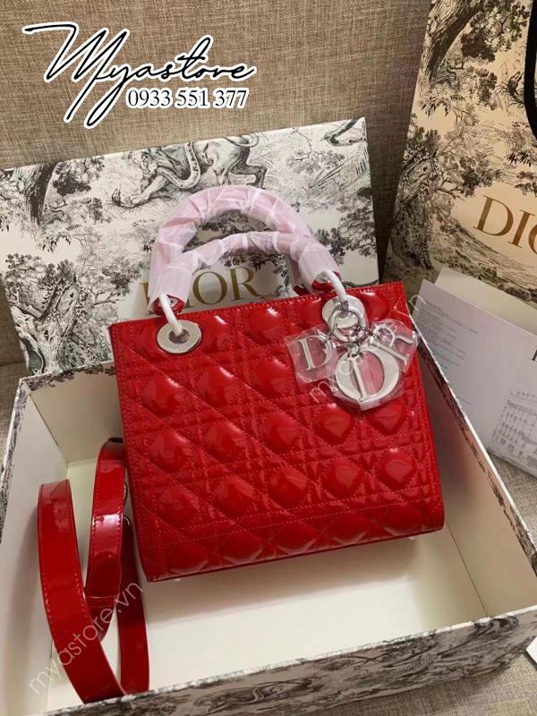 Túi xách nữ Dior màu đỏ 5 ô size 24cm siêu cấp