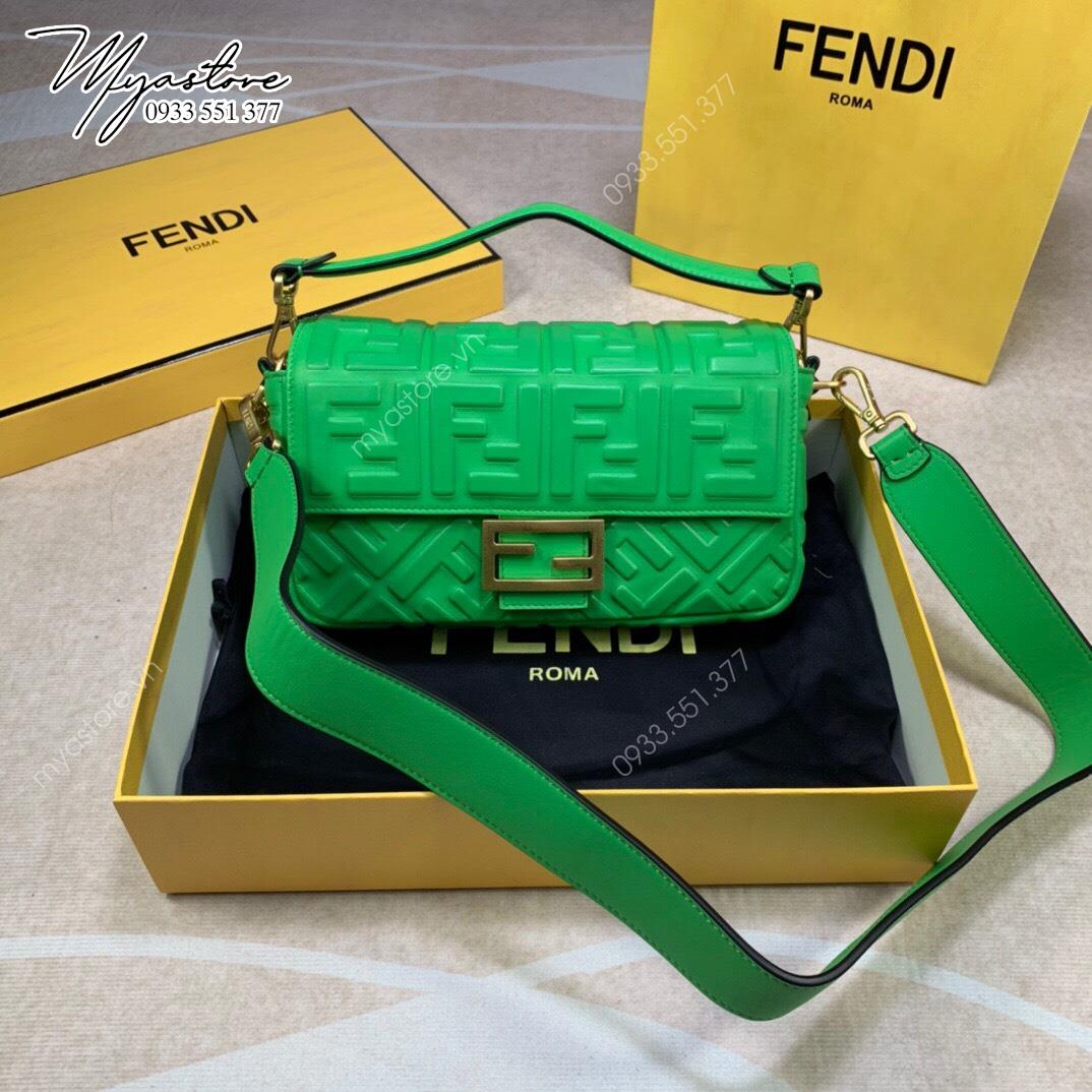 Túi xách nữ Fendi Baguette siêu cấp màu xanh lá cây