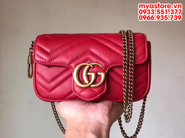 Túi xách nữ Gucci Marmont mini da bò siêu cấp Size: 16.5x12x3cm (MYAGM101804)