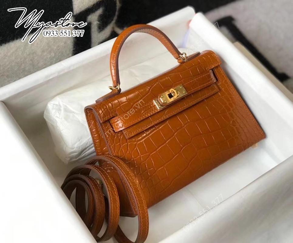 Túi xách nữ Hermes 𝑴𝒊𝒏𝒊 𝑲𝒆𝒍𝒍𝒚 𝑪𝒐𝒑𝒚 𝑪𝒓𝒐𝒄𝒐𝒅𝒊𝒍𝒆 may tay 50%