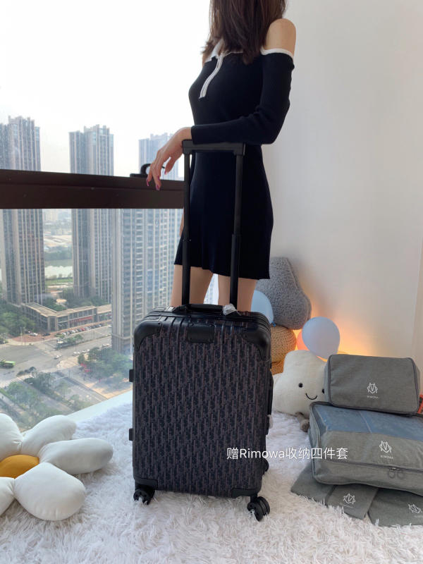 Vali du lịch Dior x Rimowa màu đen siêu cấp 1:1