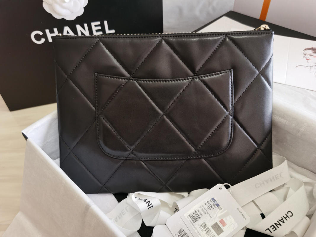 Ví Clutch Chane l 19 series Chanel siêu cấp màu đen size 28cm